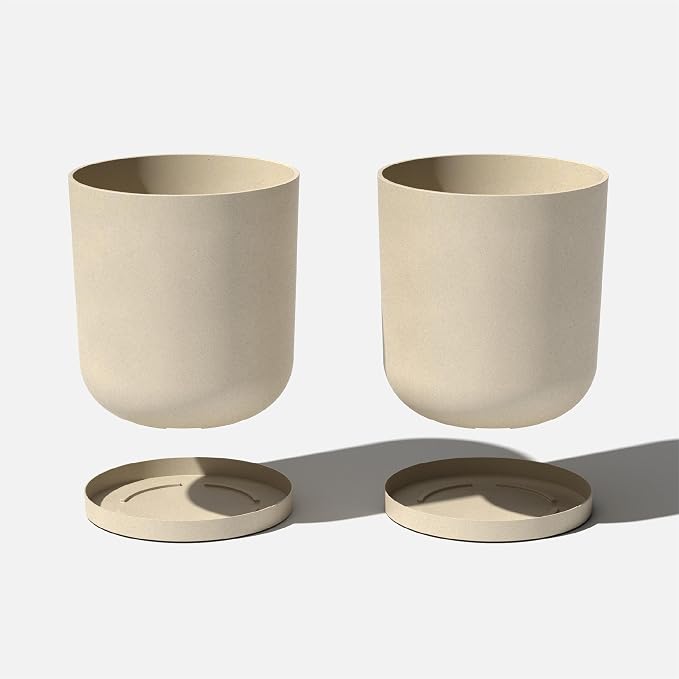 Veradek Mason Series Lima Planter - Round Planter for Indoor or Outdoor Porch/Garden | Made from Plastic-Stone Composite with Drainage Holes | Modern Décor for Succulents, Flowers, Small Plants
