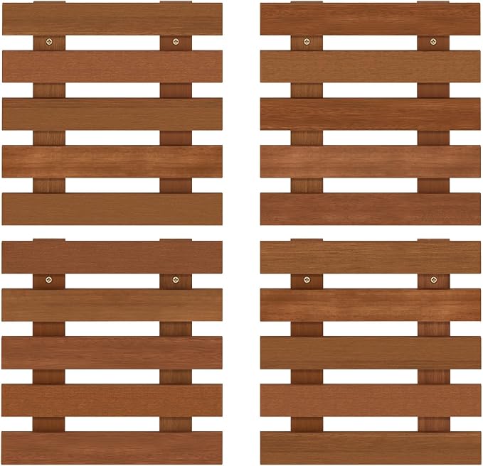 Furinno TIOMAN Outdoor Vertical Wall Planter, Set of 4 Wooden Hanging Planters, for Indoor, Outdoor Plants, Balcony, Patio, Natural