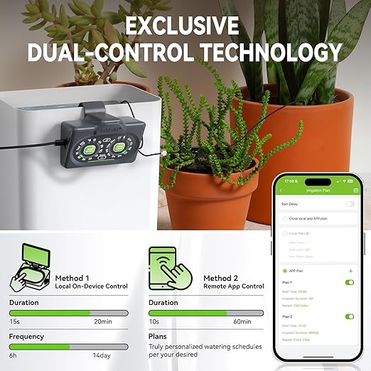 RAINPOINT Smart Auto Plant Waterer Kit for Indoor Houseplants,WiFi/App Control and Local Panel Control,Tap Free Drip Irrigation System for Indoor Balcony Grow Tent Office Water 10-15 Plants