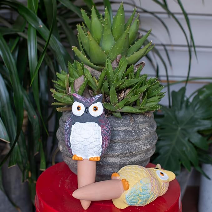 Owl Shaped Self-Watering Spikes - Effortless Plant Care for Your Garden, Whimsical and Charming Design for Indoor and Outdoor Plants, Keep Your Plants Hydrated While on Vacation