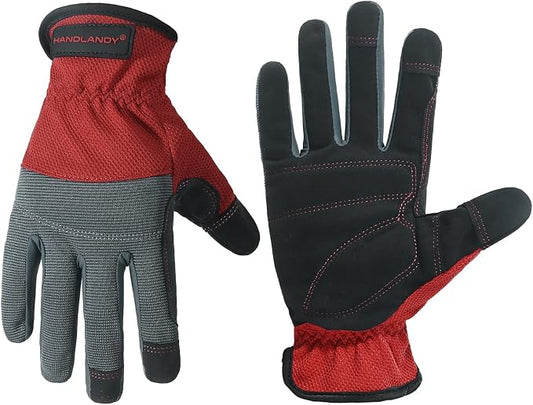 HANDLANDY Work Gloves for Men & Women, Utility Mechanic Working Gloves Touch Screen, Flexible Gardening Gloves for Yard
