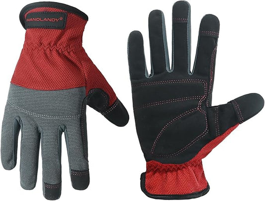 HANDLANDY Work Gloves for Men & Women, Utility Mechanic Working Gloves Touch Screen, Flexible Gardening Gloves for Yard