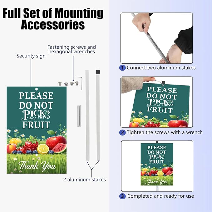 Private Property Please Don't Pick The Fruit Thank You Yard Sign With Stake Rustproof Reflective Aluminum Fruit Garden Signs Stand for Home Harvest Orchard Decoration Outdoor (8x12) IN
