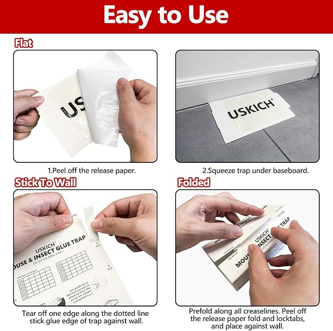 16 Pack Mouse Glue Trap,Mouse Traps Indoor for Home,Adhesive Bugs Roach Spider Insect Traps,Sticky Mouse Traps,Bulk Glue Traps for Mice