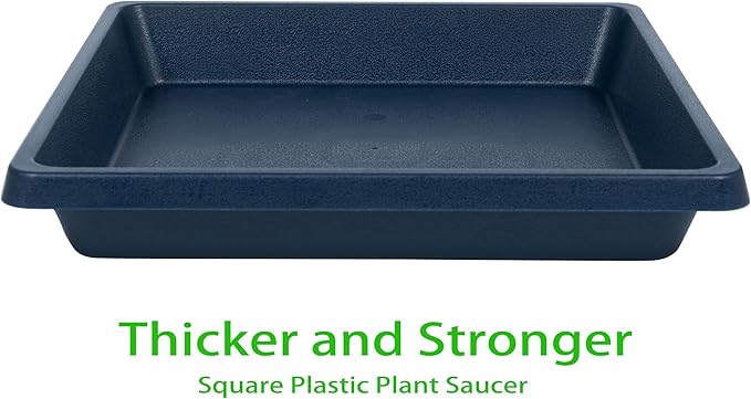 Square Plant Saucer 10 Inch 2 Pack, Plant Drip Trays and Flower Pot Saucers，Doubles Plant Water Catcher Tray, Plant Trays for Indoors No Holes, Plant Drainage Tray Saucers for Potted Plants