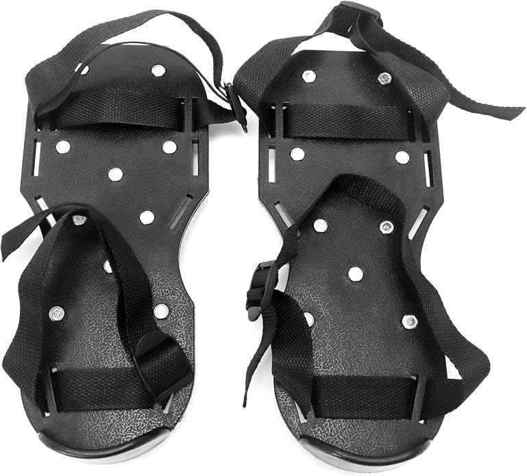 QWORK Gunite Spiked Shoes With 3/4” Short Spikes Perfect For Epoxy Floor, Overlays, Cover Installation, Green Color (Pair)