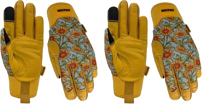 Gardening Gloves,Women Yard Work Garden Glove,Gifts | Thorn Proof,Puncture Resistant,Touchscreen,Gift,Leather,Spandex
