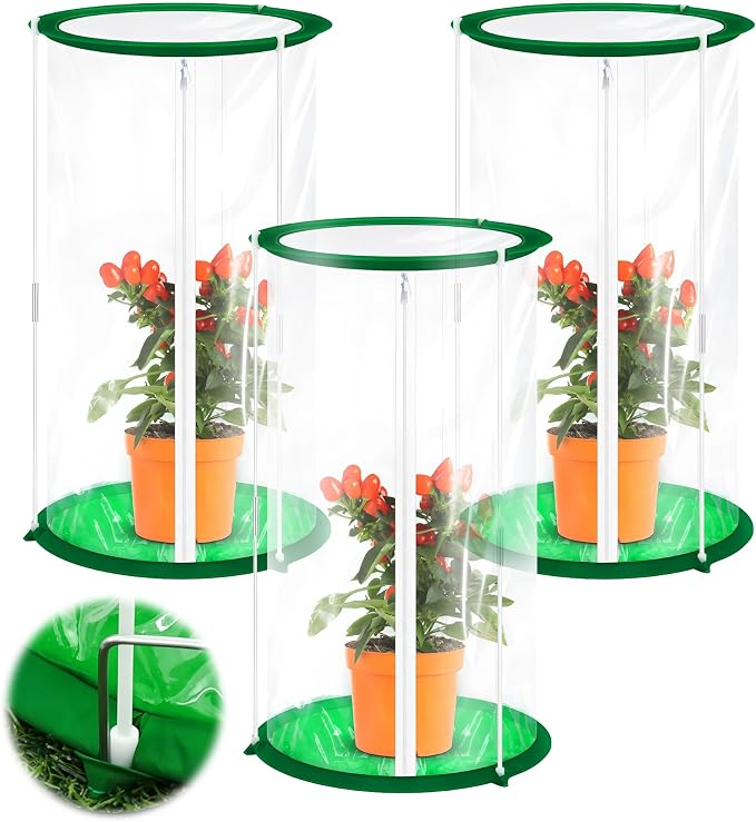 3 Pack Mini Greenhouse Cover, PVC Mini Greenhouse with Nails 22.8×12.6 Inch Portable Plant Flowers Cover for Indoor Outdoor Gardening
