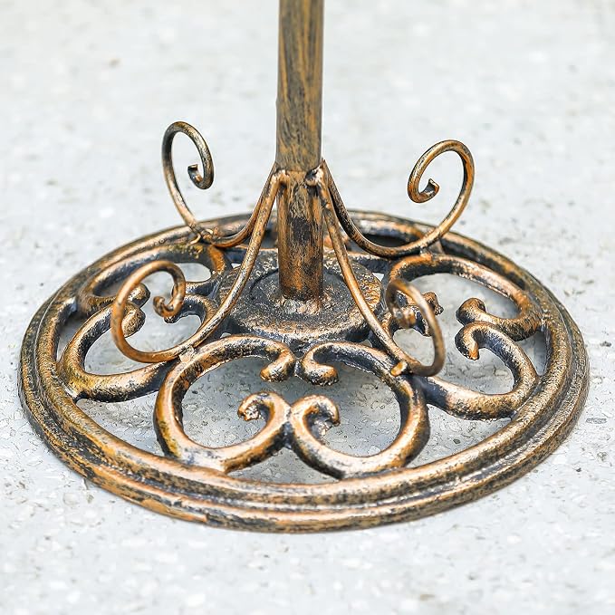 Diam 11.4" W*27.6" H Cast Iron Pedestal Bird Bath, Bird Baths for Outdoors, Seed Tray Garden Yard Decoration