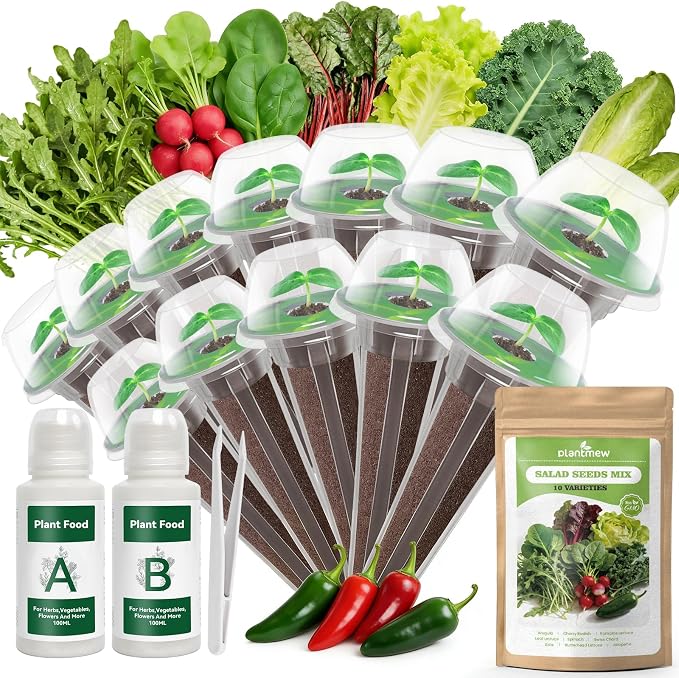 12 Pods Salad Green Seed Pod Kit for AeroGarden, Ahopegarden Hydroponics Growing System, 7500+ Seeds of Romaine Lettuce, Arugula, Spinach, Kale, Swiss Chard, Cherry Radish, and More