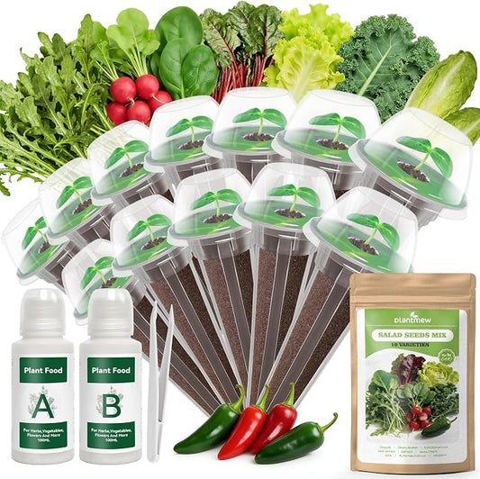 12 Pods Salad Green Seed Pod Kit for AeroGarden, Ahopegarden Hydroponics Growing System, 7500+ Seeds of Romaine Lettuce, Arugula, Spinach, Kale, Swiss Chard, Cherry Radish, and More