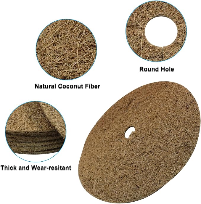 10Pcs 11.8 Inch Coconut Fiber Mulch Ring Tree Plant Protector Mat, Coco Coir Tree Protection Ring Mats for Indoor, Outdoor