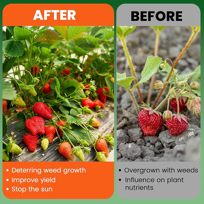 5 x 10 Feet Weed Barrier Fabric Garden Landscape Weed Blocker Woven Fabric Heavy Duty Ground Cover Mat