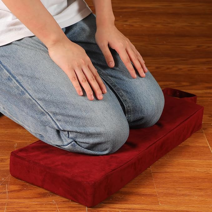 Colingmill Personal Prayer Kneeler Pad 18 3/4 Inch Christian Kneeling Pillow Microfiber and High Density Foam Personal Religious Prayer Kneeler Pad Pillow Bench for Kneeling Christian Gift(Burgundy)