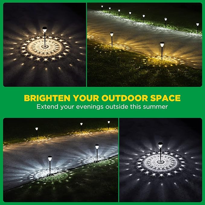 URAGO Super Bright Solar Lights Outdoor Waterproof-10 Pack, Dusk to Dawn Up to 12 Hrs Solar Garden Lights Outdoor Pathway Auto On/Off, LED Landscape Decorative Lighting for Walkway Patio Yard Outside