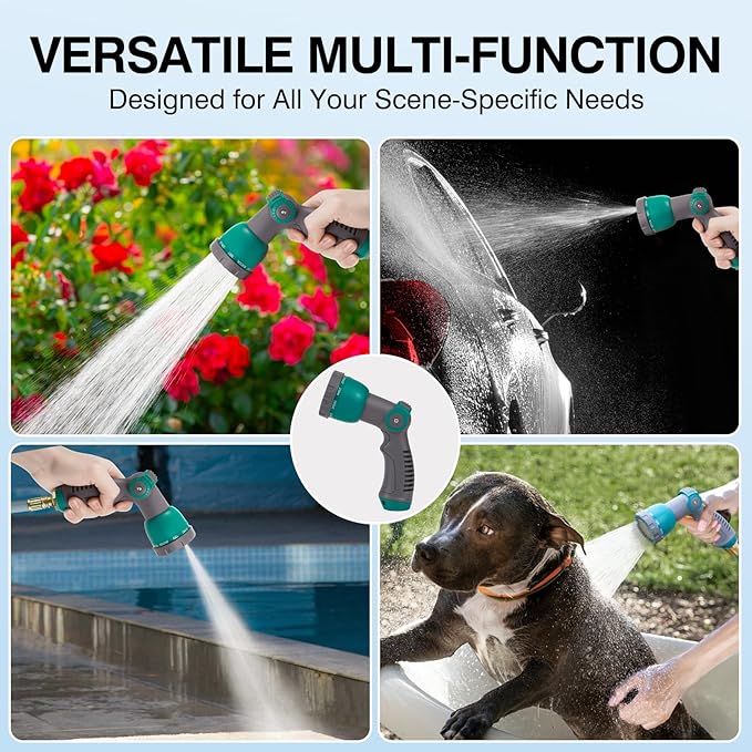 Hose Nozzle, Thumb Control Garden Hose Nozzle, 10 Adjustable Pattern Water Hose Sprayer Nozzle, Ergonomic Spray Nozzle for Gardening, Garden Tool for Watering, Ground Cleaning, Car Washing