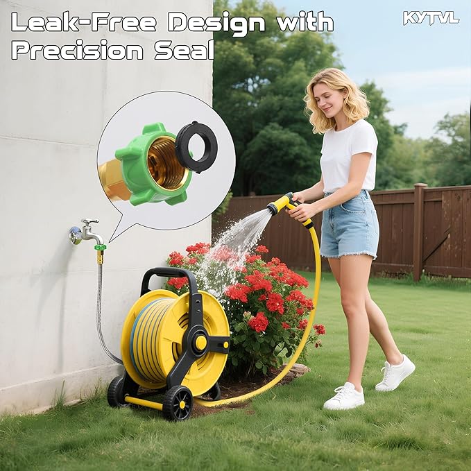 5FT Short Garden Hose Female to Female – Stainless Steel Leader Hose for Hose Reel, Kink-Free Flexible Metal Water Hose, Leakproof Durable Designy for Outdoor Garden, Pet Washing, Car