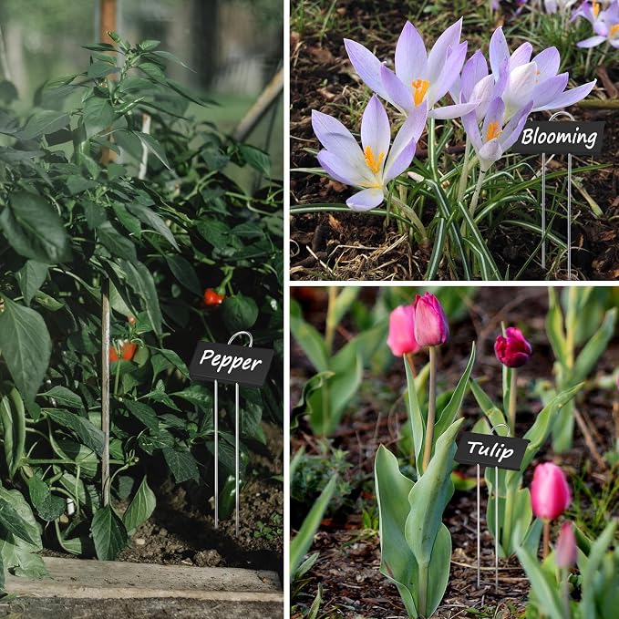 30pcs Plant Labels for Outdoor Garden Waterproof Plant Markers for Outdoor Plants, 11inch Metal Plant Tags and Labels Garden Markers for Seedlings Herbs Vegetable Greenhouse Gifts (Black)
