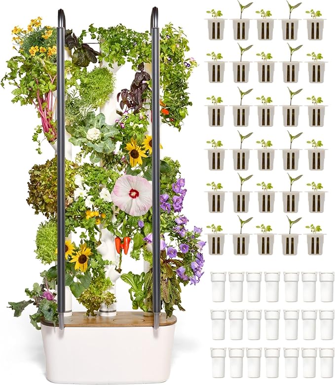 Gardyn Home 4 Vertical Hydroponics Growing System Kit - 30 Non-GMO Plants, Herbs, Vegetables - Smart Garden Hydroponic Herb Garden Planter Indoor Kit - Indoor Gardening System w/LED Grow Lights