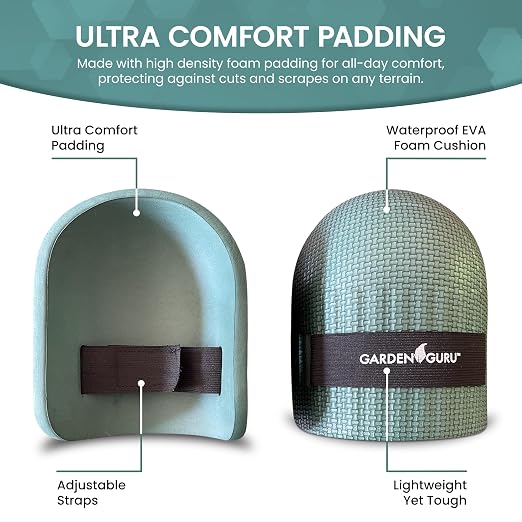 Garden Guru Home & Gardening Knee Pads – Waterproof EVA Foam Cushion, Soft Inner Liner, Comfortable Fit with Adjustable Straps (2 Pack)
