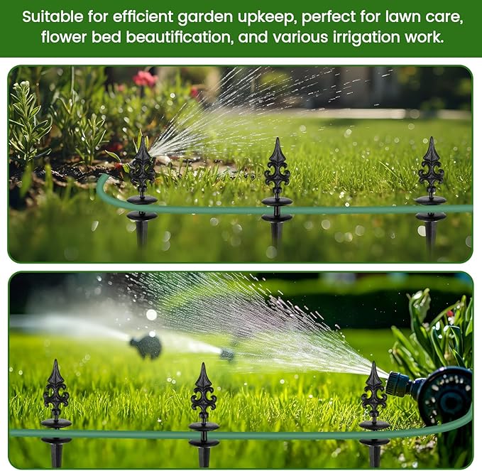 Zonon 6 Packs 12 Inch Garden Hose Guide Stake Heavy Duty Cast Iron Hose Guides Spike Decorative Garden Stakes Protector for Lawn Yard - Keeping Hoses Away from Flower Beds(Classic Style)