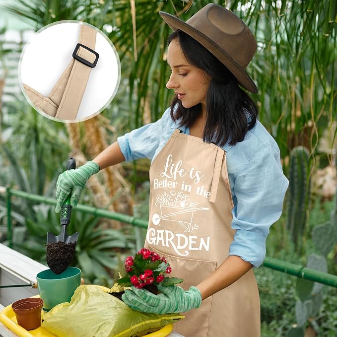 3 Pcs Funny Gardening Aprons for Women Waterproof Garden Apron with Pockets Floral Aprons for Gardener Plant Lover Gifts for Mom Grandma Wife Birthday Housewarming