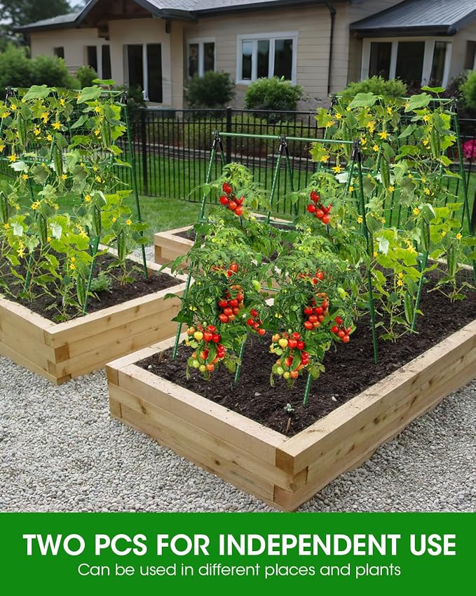 MYMULIKE 2 Pack Cucumber Trellis, Garden Trellis for Climbing Plants Outdoor, A-Frame Cucumber Trellis for Raised Bed, Plant Grow Support for Tomato, Squash, Vegetable, Flower(33"x47"x2Pcs)