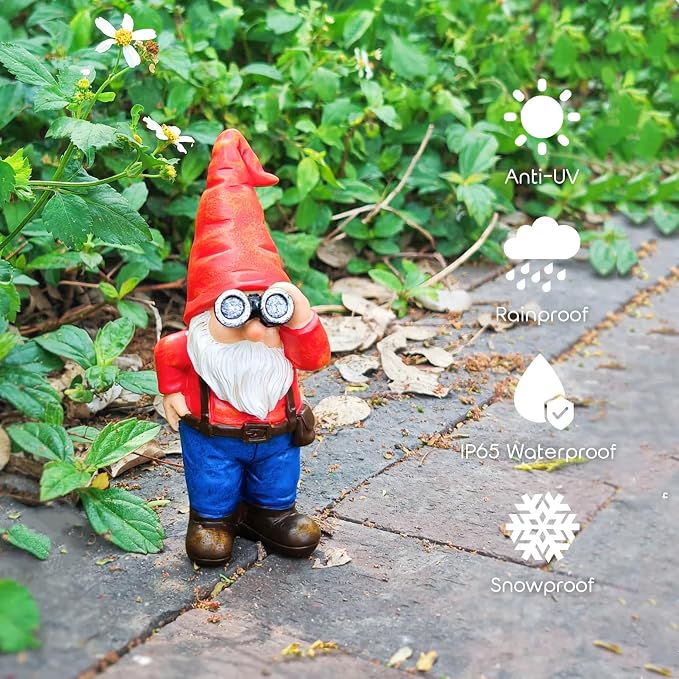 Funny Garden Gnome Statue - 6.7" Mini Scount Gnomes Figurine Decorations Indoor Outdoor Decor for Patio Yard Home, Ideal Birthday Christmas Gardening Gift