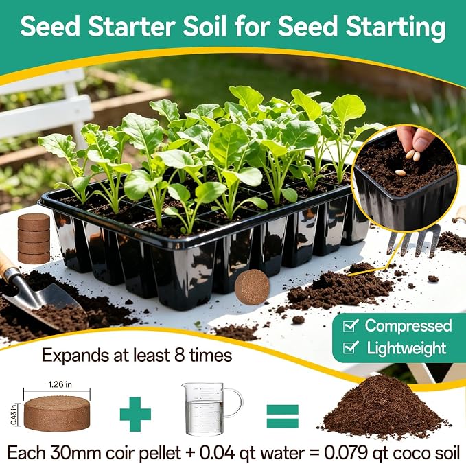 ZeeDix 100 Pcs (30mm) Compressed Coco Coir Fiber Potting Soil Seed Starters - Organic Coco Coir Pellet Fiber Soil for Planting Bonsai, Herbs, Plants, Flowers and Vegetables