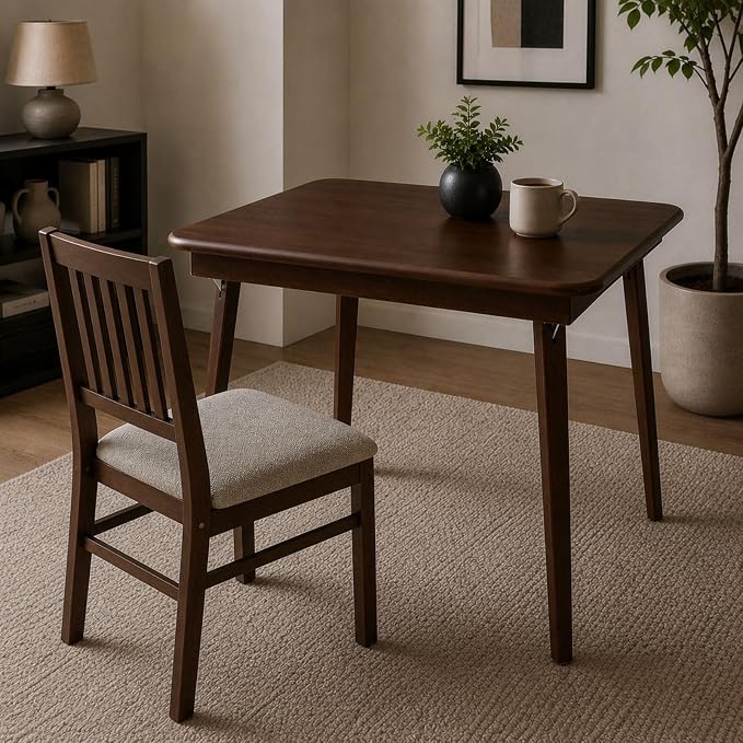 Stakmore Classic Straight Edge Square Folding Card Table 32x32 - No Assembly Wooden Foldable Card Table, Bridge, Board Game, Steel Mechanism, Folding Legs, Space-Saving, Walnut Frame