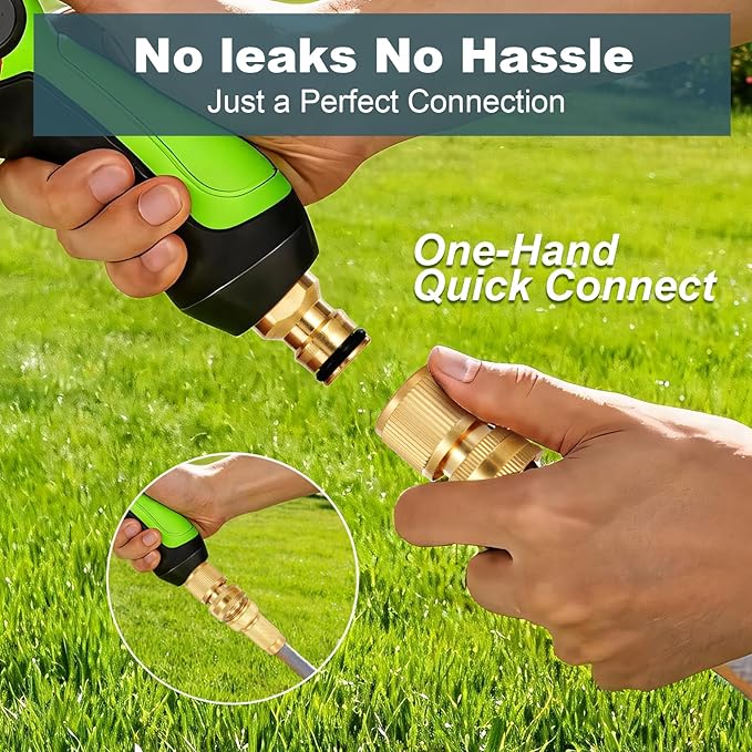 Garden Hose Quick Connect, Solid Brass 3/4 Inch GHT Hose Connector No-Leak, Heavy Duty Male & Female Quick Connect Hose Fittings, Easy Connect for Garden Hose & Pressure Washer (4Sets)