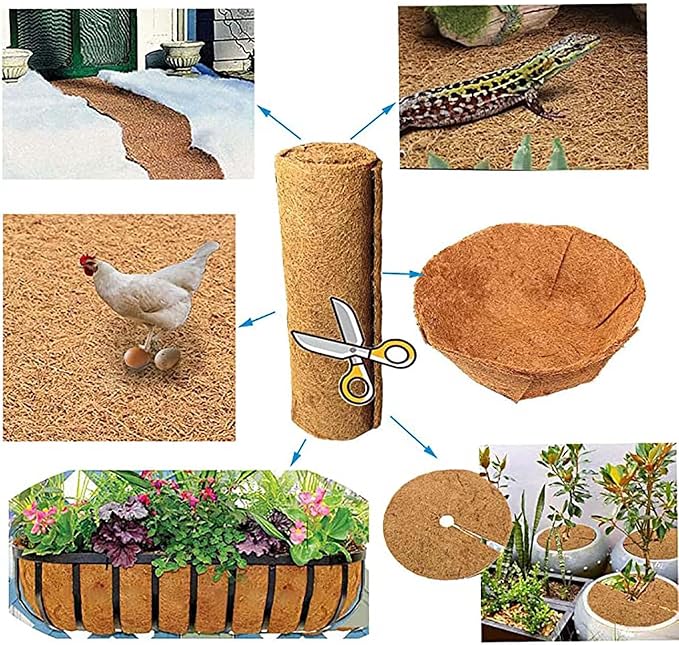 EIMQUVW 4 Rolls 16x40 Inch(40cm*100cm) Coconut Coir Liner Roll Coco Liner Roll Coconut No-Slip Ice and Snow Carpet Mats Natural Coir Fiber Liner Sheets Carpet Animal Pet Pad