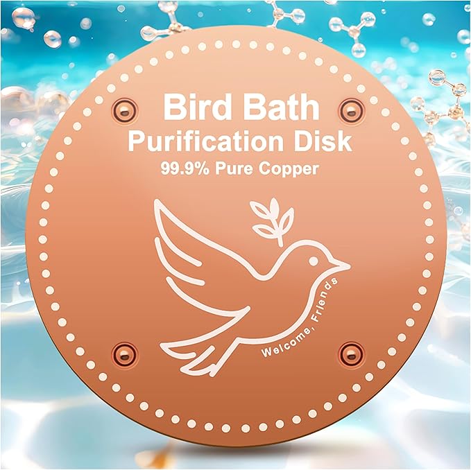 Bird Bath Purification Disk Pure Copper Outside Winter Solar Power Birdbath Wild Hummingbird Pedestal Fountain Cleaner Outside Humming Feeder Cage Dispenser Heater Garden Deal Lover Women Gift