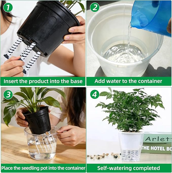 12 Pack Self Watering Spikes, Automatic Plant Watering Stakes with Wicking Rope for Indoor Outdoor Plants DIY Vacation Self-Watering System Devices for Grower Pots Potted Plants Seedlings