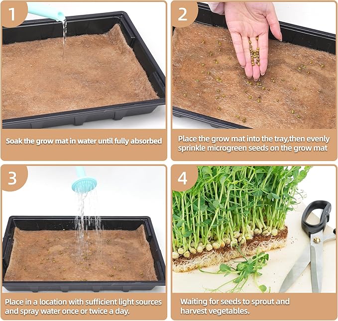 U0U 10PCS Jute Microgreens Grow Mats, Hemp Grow Mats for Microgreens, Microgreens Growing Trays,Hydroponic Growing Kits for Microgreens Wheatgrass and Sprouts Organic Production (10, 10"x 10")