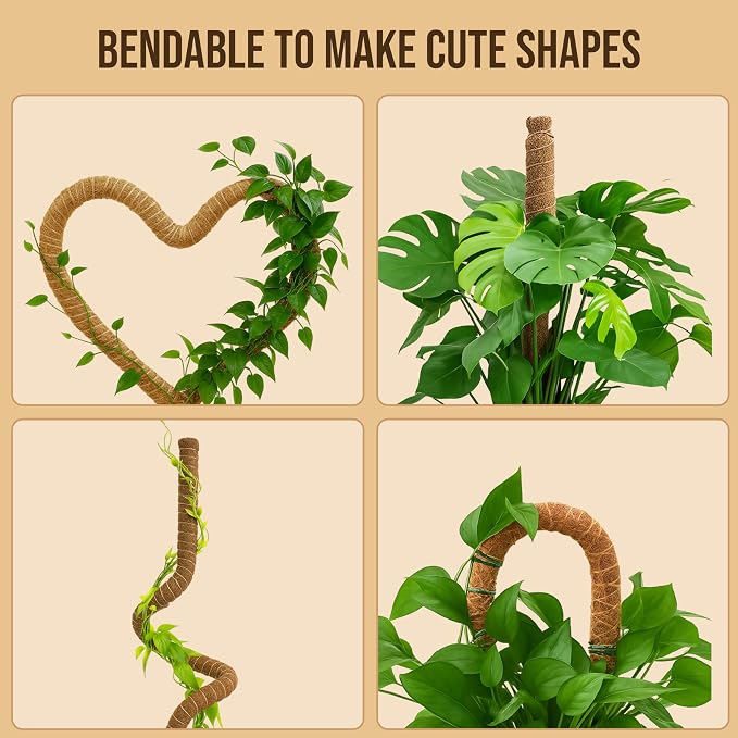 Craft911 Moss Pole Monstera Plant Support – 2 Pack 48” Bendable Moss Pole Monstera Plant Support, Plant Stakes for Indoor Plants, Tall Plant Sticks Support for Climbing Plants