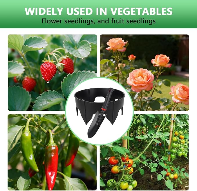 48PCS Planting Grow Rings with Shovel, Diameter Range 8.3-15.7in Adjustable Round Plant Support Garden Circle Ring for Watering Planting Edging Border Ring for Vegetables
