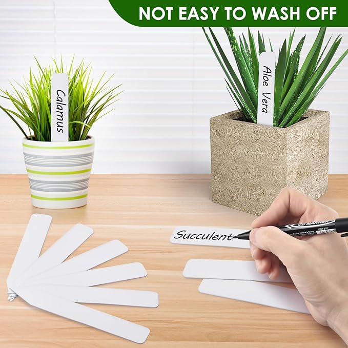 Plant Labels, Outdoor Waterproof Garden Markers, Plastic Nursery Seed Plant Tags with Bonus a Permanent Marking Pen, Gardening Gifts for Women Men 120PCS Darfukei