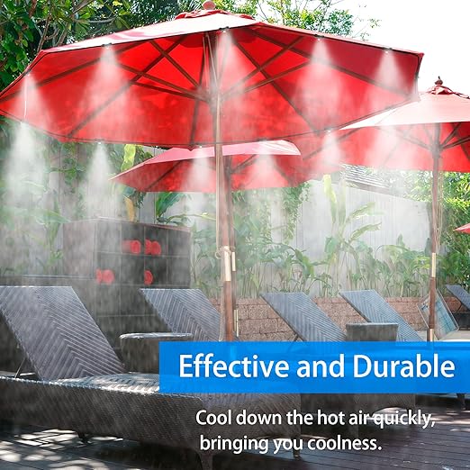 20 Pack Brass Mister Nozzles with 20 Pack Misting Nozzle Tees with 2 Pack End Plugs for Outdoor Cooling System Patio Misting System
