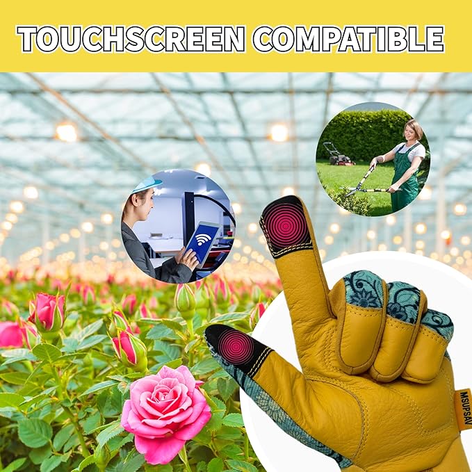 Gardening Gloves,Women Yard Work Garden Glove,Gifts | Thorn Proof,Puncture Resistant,Touchscreen,Gift,Leather,Spandex