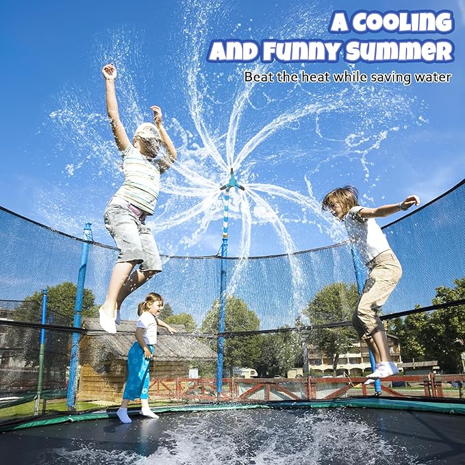 Universal Trampoline Sprinkler, Net Friendly Trampoline Accessories, 360 Rotating Water Sprinkler of Trampolines, Outdoor Backyard Water Park Fun Summer Toys for Kids