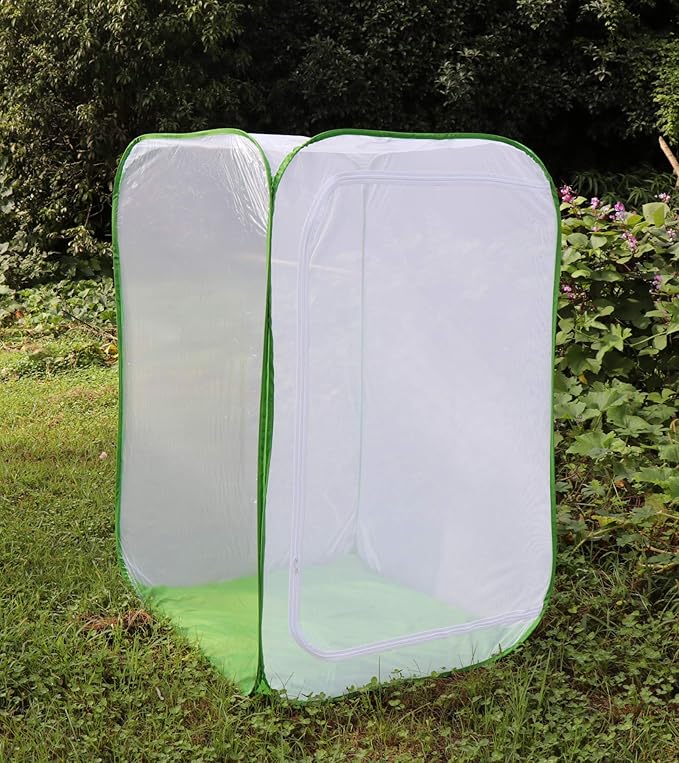 5 Feet Extra Large Monarch Butterfly Habitat, Giant Collapsible Insect Mesh Cage Terrarium Pop-up (White + Green, 35 x 35 x 59 Inches)