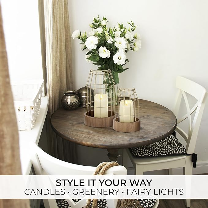 Rustic Farmhouse Lantern Decor Set of 2 - Stylish Decorative Lanterns for Your Living Room, Patio & Porch or Kitchen Dining Table - Modern Indoor/Outdoor Coffee Table Decor for Your Entire Home