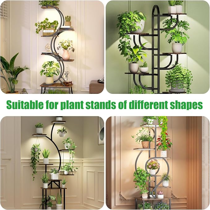 10.2'' 3 Head Grow Light Strips, LED Grow Lamps for Indoor Plants, Full Spectrum 3000K, Plant Light with 3/9/12H Timer, 10 Dimmable Levels for Seedling Succulent, Match for Plant Shelf