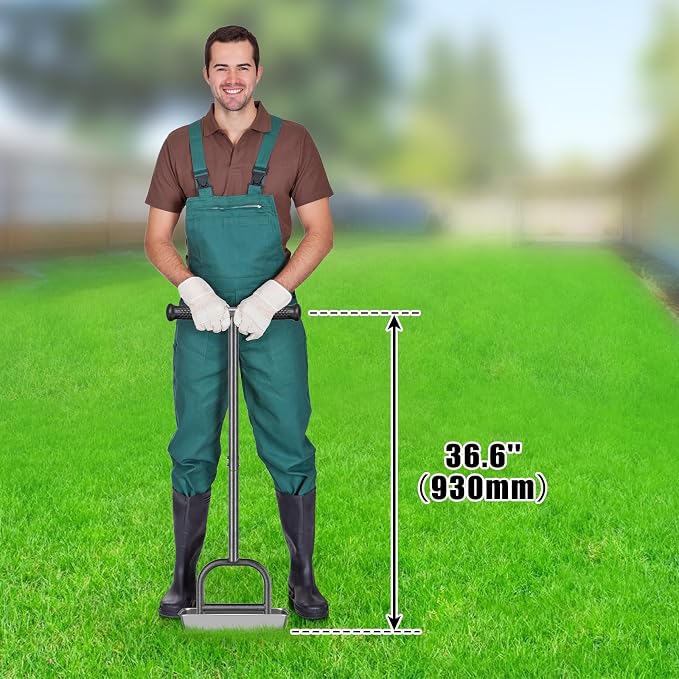 Lawn Coring Aerator Tool, Stainless Steel 4-Core Manual Plug Aerator for Yard & Lawn Aeration, Durable Aeration Tool with Soft Rubber Grip for Compacted Soil & Grass Care