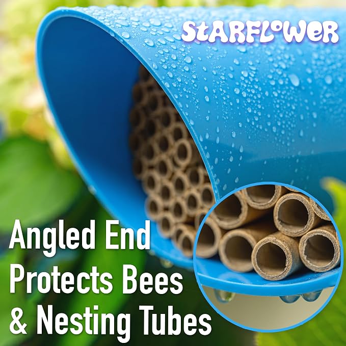 Rivajam Color Splash Mason Bee House - Vibrant & Strong Waterproof Bee Hotel & Insect Habitat - Mason Bee Tubes Filled Bee Houses for the Garden - Pollinator House Bug Hotel Gardening Gifts