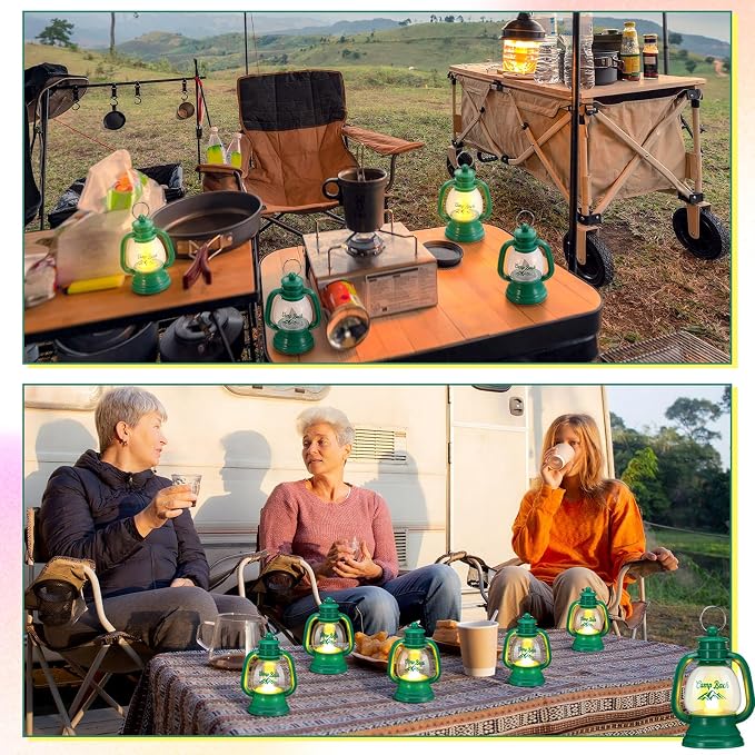 VIHOSE 24 Pcs Mini Camp Bachelorette Lanterns Decor Bulk Camping Bachelorette Party Favors 4 Inch Small Lantern Table Centerpiece Camp Bach Hanging Lamp Ornaments for Camping Party Decorations
