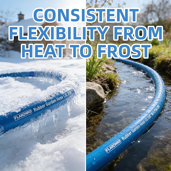 5/8 IN. × 5FT. Heavy Duty Rubber Garden Hose, High Flow 5/8" I.D. Brass Fitting No Memory Durable Heavy Duty Water Hose Leader Hose for Watering, Irrigation, Water Transfer Pump
