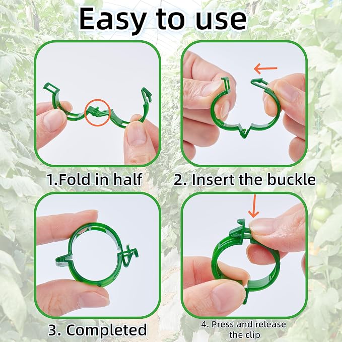 100Pcs Garden Vine Plant Support Clips,Plastic Fixing Clips for Securing and Training Climbing Plants,Tomatoes,Grapes,Vine Vegetables and Potted Plant (100, Black)