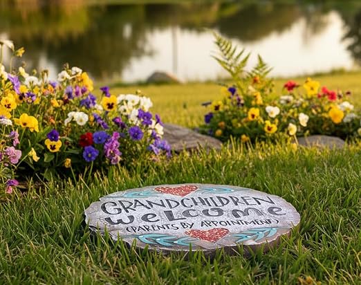Outdoor/Garden Stepping Stones - Grandma and Grandpa Gifts - Great Grandma Gifts (Grandparents Day Gift Grandchildren Welcome Home)